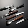 Stainless steel handle knife, fork, spoon, western tableware 3 main pieces rosewood handle steak knife and fork hotel retro meal