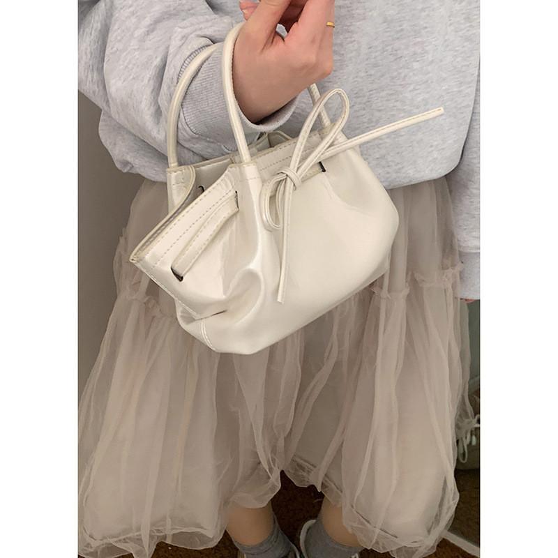 Ielgy Portable Vegetable Basket Bag Fashion Bucket Bag Bow Crossbody Bag