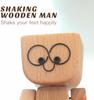 Shaking Wooden Man,Shaking Wooden Man Figurine for Car Dashboard, Handmade Shak Feet Woodens Doll,Funny Cars Ornaments with12PCS Magnetic Expressions