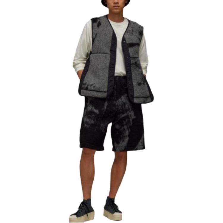 Y-3 Fleece Shorts Irregular Texture Print Casual Loose Straight Shorts Men shorts Black IL2041