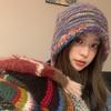 Rainbow Gradual Change Wool Hat Women's Autumn and Winter Face Small Bag Hat Ethnic Style Fringed Color Warm Knitted Hat