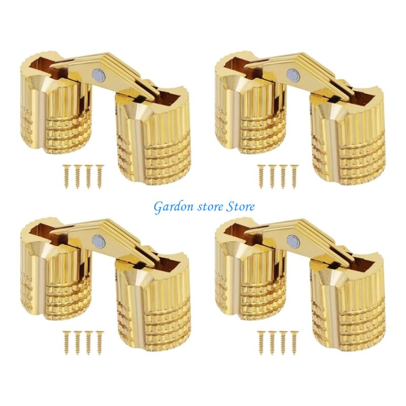 B0KB Copper Barrels Hinges Cylindrical Hide Cabinet Concealed Invisible Brasses Hinges Mount For Furniture Hardware