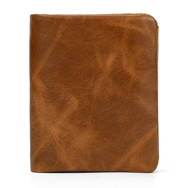 Premium Oil Wax Leather Bi-fold Wallet with Coin Pocket & Multiple Card Slots