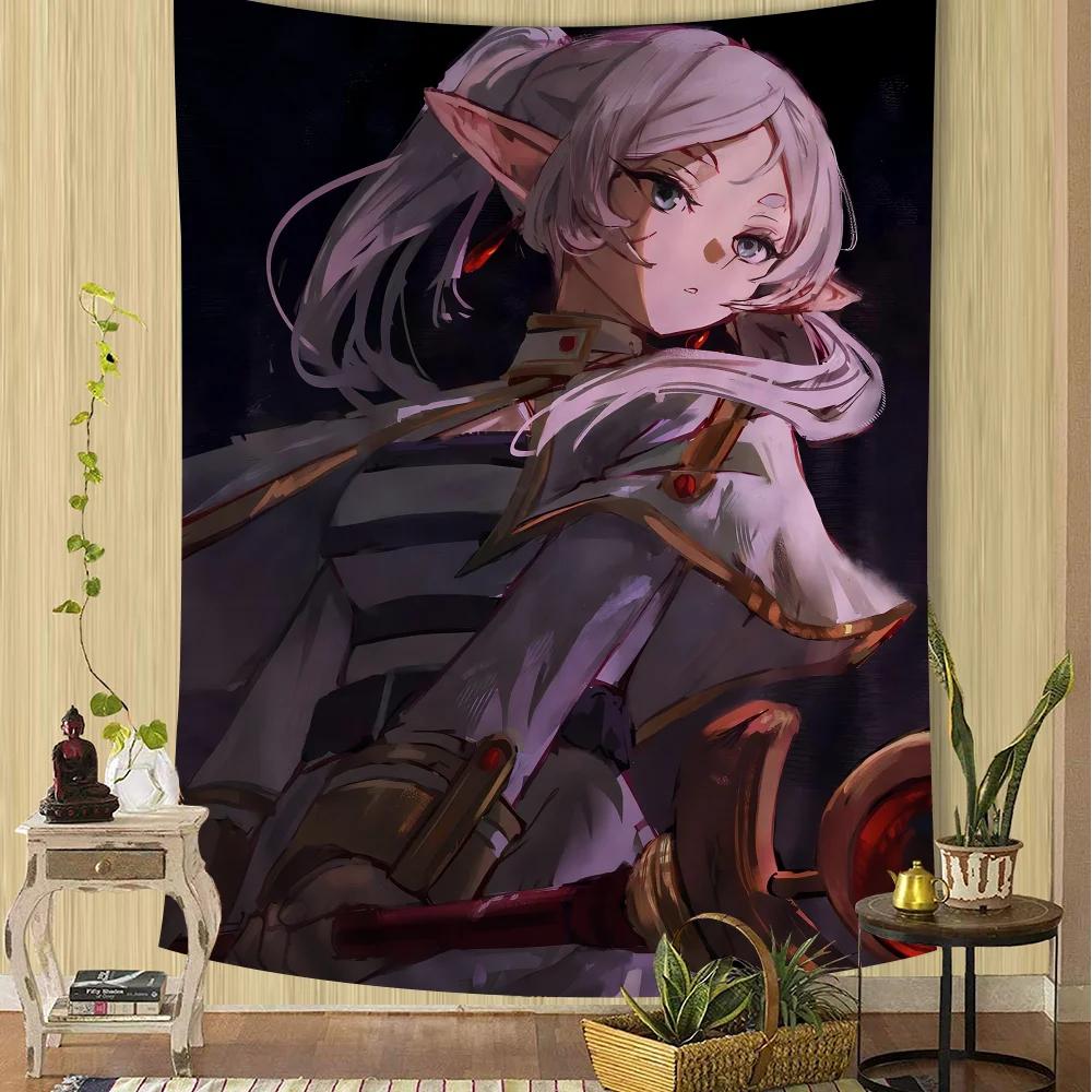 Anime Frieren Wandteppich Kunstdruck Japanischer Wandbehang Anime Wandbehang Heimdekoration