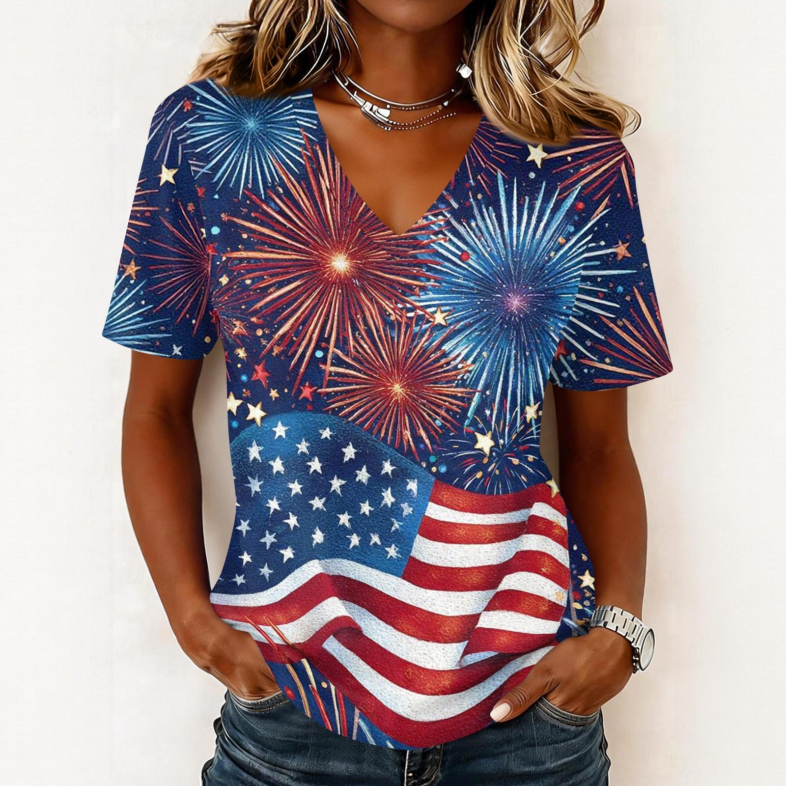 

Shirts For Women Trendy V Neck T Shirts Casual Printed Blouse Tops For Women L темно-синий