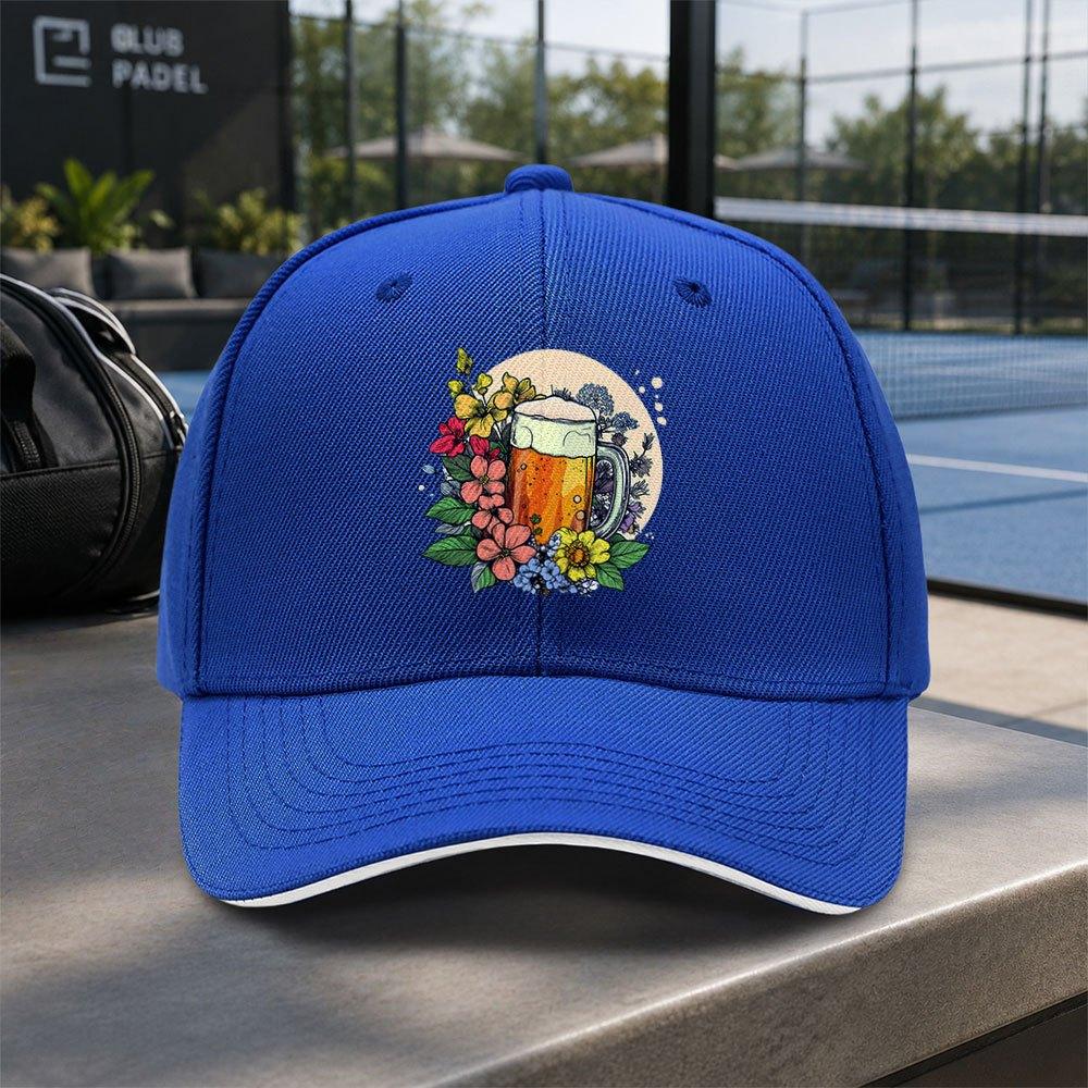 Adjustable Floral Beer Mug Baseball Cap Lightweight Unisex Hat for Outdoor Weddings Parties