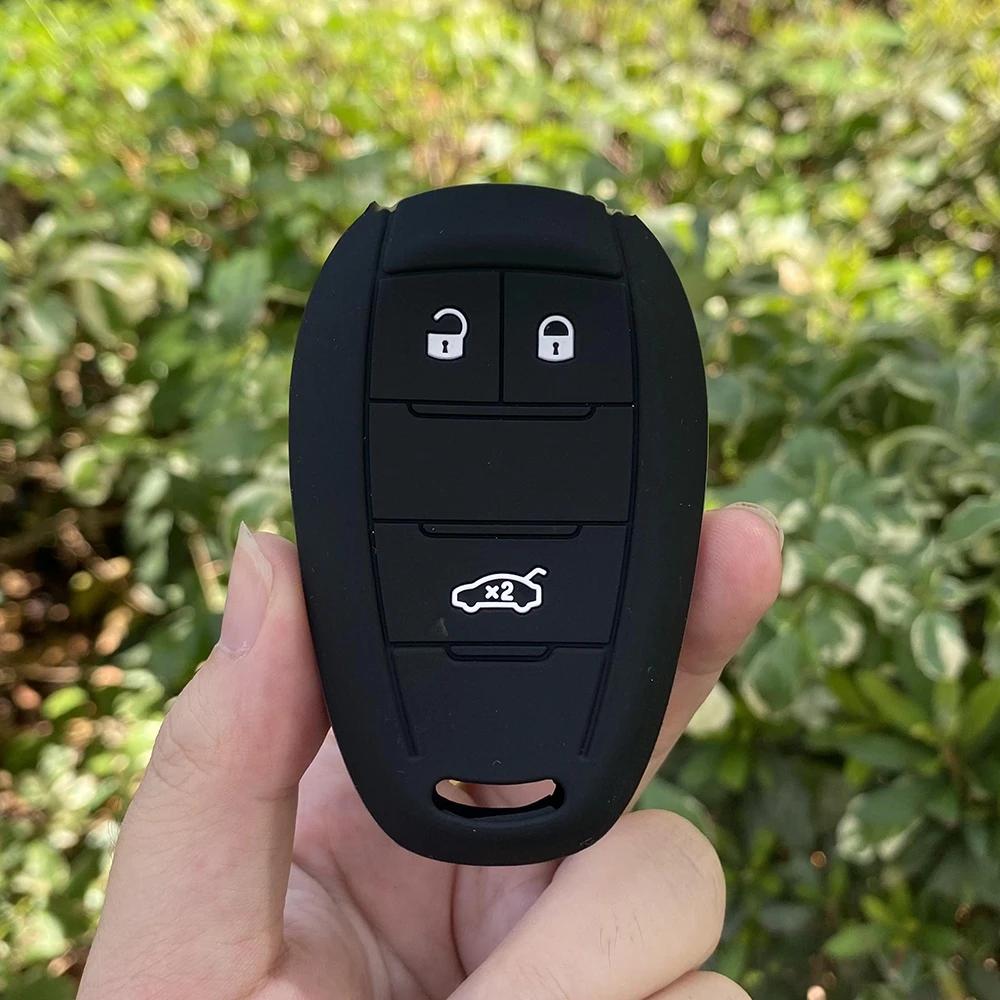 ZAD Silicone Rubber Case Key Case Cover Shell Set HolderFor Alfa Romeo 159 2018 2017 Giulia Stelvio 3 Button Key Protector Fob