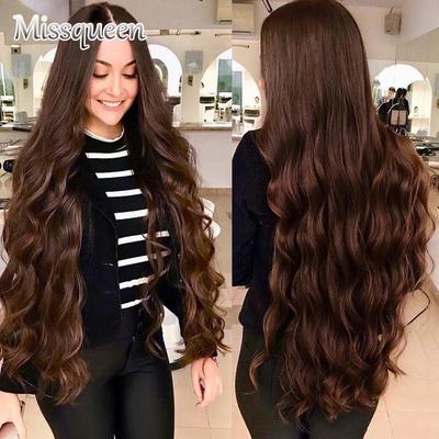 Women Fashion 5 Clips Long Wavy Hair Extensions Synthetic Fiber Long Straight Wavy Invisible Hairpiece