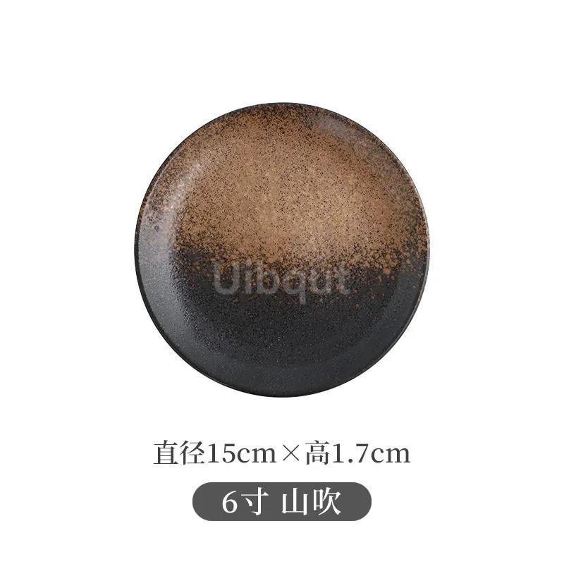 6 7 8 9 10 Inchs Retro sushi Disc Restaurant Steak Plate Japanese style Ceramic Flat Disk Western round Pasta Tray tableware