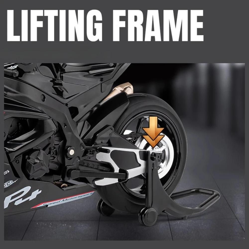 1/12 Scale BMW HP4 Motorcycle Model Car Toy Alloy Diecast Light Music Shock Absorption Motor Miniature Models Kids Birthday Gifts