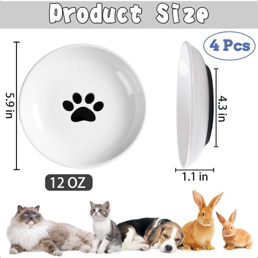 

Нескользящие миски для кошачьего корма, мелкие керамические кошачьи миски с резиновым дном, миска для котенка от усталости усов, 5,9 дюйма, набор плоских тарелок для кошек United States