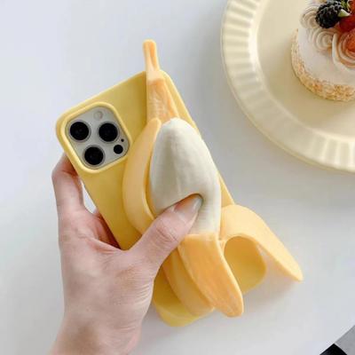 3D Banana Squeeze for Apple 15/14/16 Phone Case Pro Soft Silicone Shockproof Cover