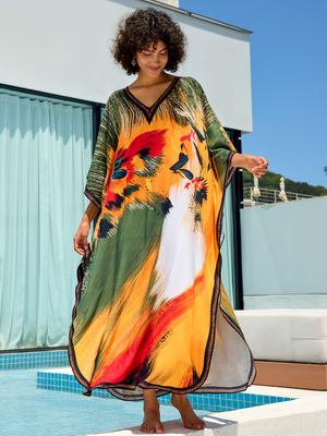 Robes longues imprimées pour la plage, caftans, vêtements d'été pour femmes, vêtements de plage, pour les vacances, approvisionnement d'usine
