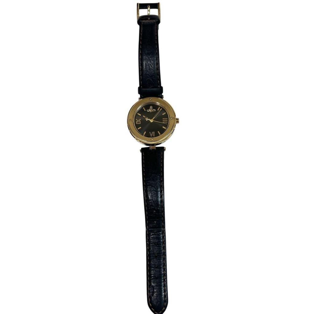 Used Vivienne Westwood Ladies Watch Orb Logo Leather Strap Black Vivienne Westwood Quartz