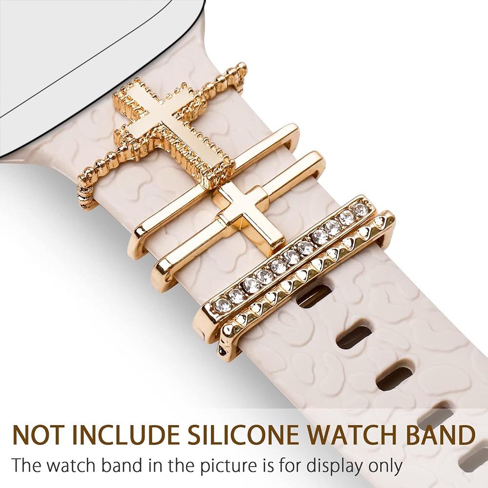 5pcs Rhinestone Watchband Ring Loops Nails Studs, Cute Metal Watch Strap Charms Decorations Compatible With IWatch Series Watchb