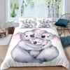 Koala Duvet Cover Twin Double Cute Animal Comforter Cover Kids Girls Bedroom Decor Theme Bedding Set Safari Wild Quilt Cover