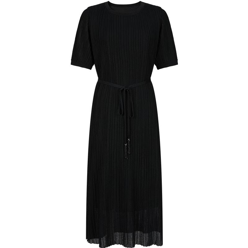 Annacol Women's Casual Knitted Pleated Dress