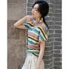 Demana Romantic Sweetheart V-Neck Stripe T-Shirt