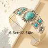Vintage Court Style Turquoise Bracelet Women's Japanese and Korean Ins Style Niche Sense Fashion Open Hand Jewelry