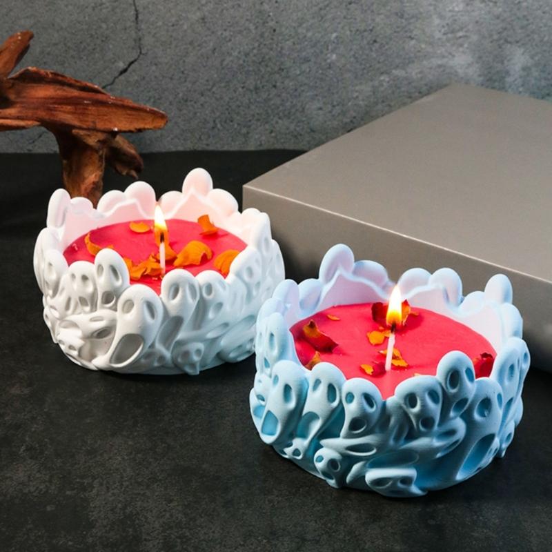 Unique Candle Holder Molds Crafting Molds Skull Shape Candle Base Moulds Silicone Texture for Crafting Candlesticks