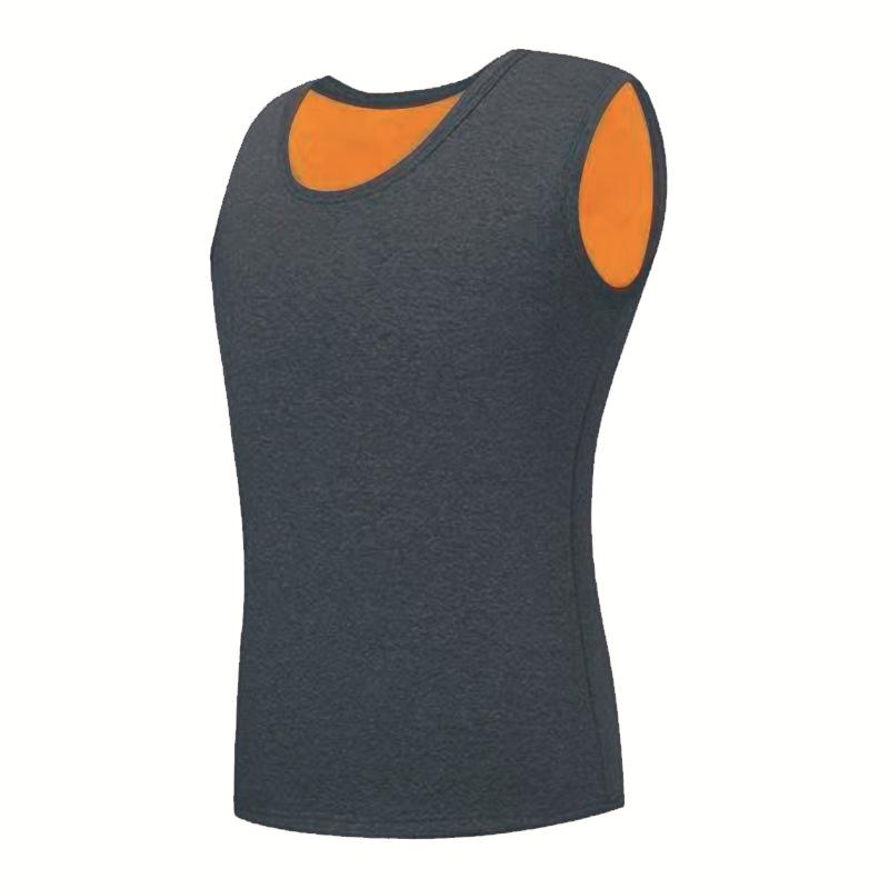 Men's Fleece-Lined Cotton Vest - Warm, Skin-Friendly Sleeveless Base Layer for Autumn/Winter