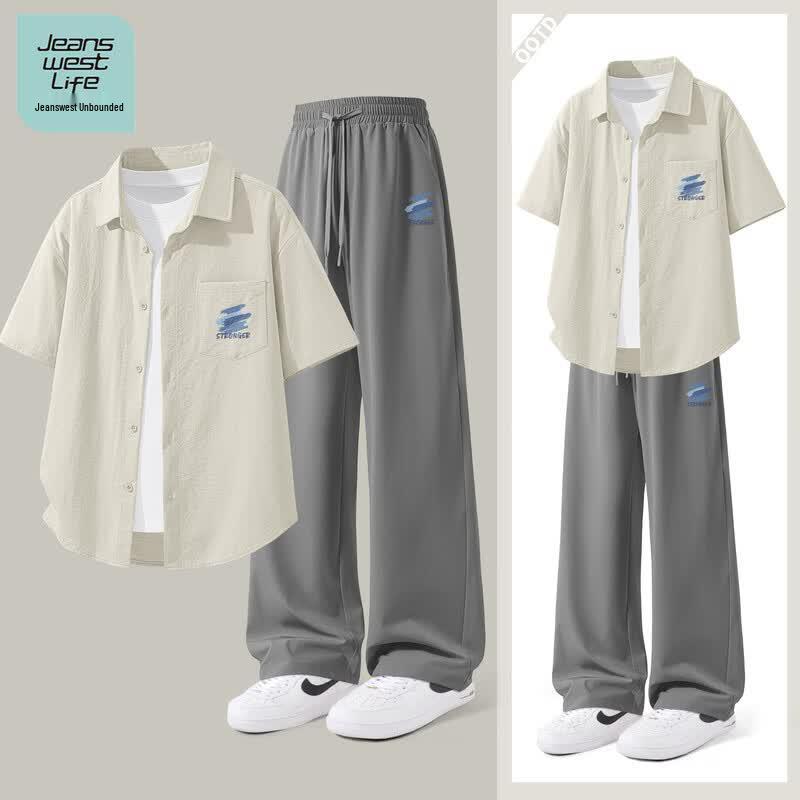 

Jeanswest Men s Loose Fit Summer Shirt & Pants Set XL