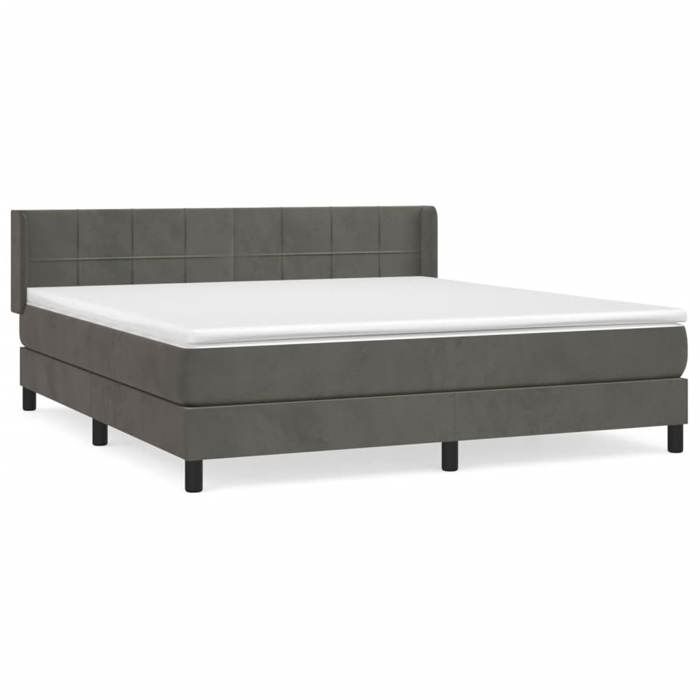 3130968 vidaXL Bed Base and Mattress Dark Grey 160x200cm Velvet