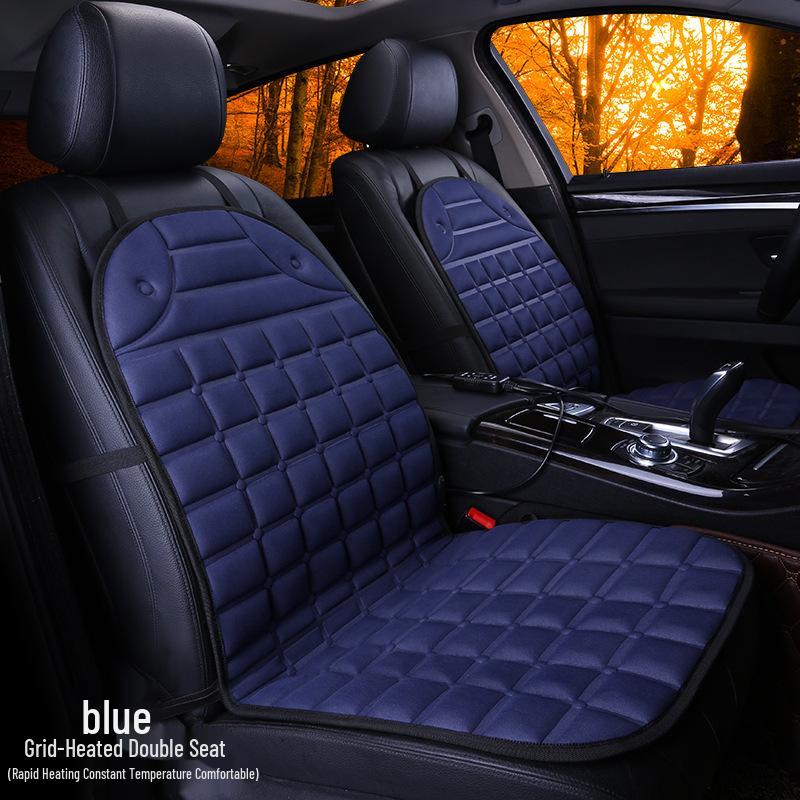 Plaid Heated Car Seat Cushion for All Seasons - Single Seat Interior Accessory.