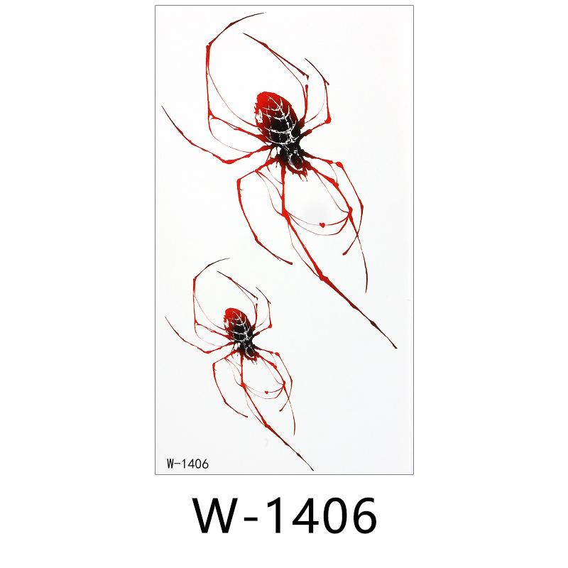 

Хэллоуин Тату-наклейка Водостойкая и потостойкая Имитация паука Череп Временная тату-наклейка Вечеринка Выступление 75 * 140Mm (die)