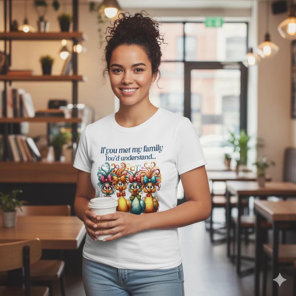 

Funny Chicken Family Graphic T-Shirt If You Met My Family Unisex Tee - S140 S