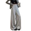 Women's Casual High-Waisted Light Gray Wide-Leg Sweatpants - Petite Spring Sportswear