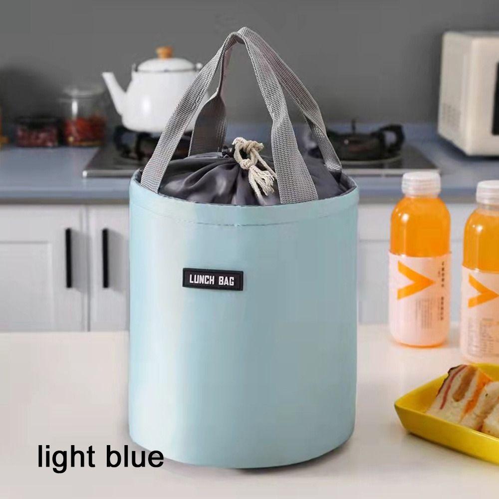Portable Round Cooler Lunch Bag For Picnic Kids Student Women Travel Collapsible Thermal Insulated Waterproof Storage Bag
