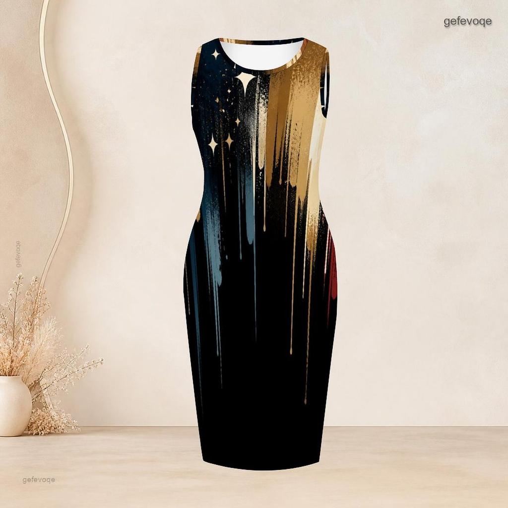 Women Plus Size Two Piece Set Long Sleeve Draped Cardigan Sleeveless Round Neck Printed Bodycon Dress Black Red White