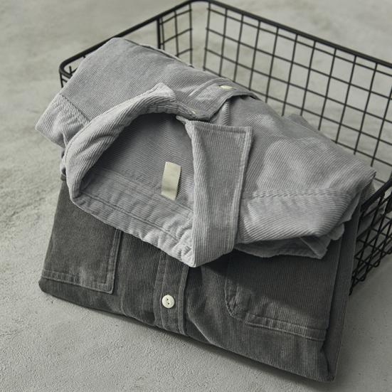 Men Autumn Shirt Single-breasted Loose Solid Color Long Sleeves Flap Pocket Dress Up Soft Turn-down Collar Spring Coat for Daily Wear