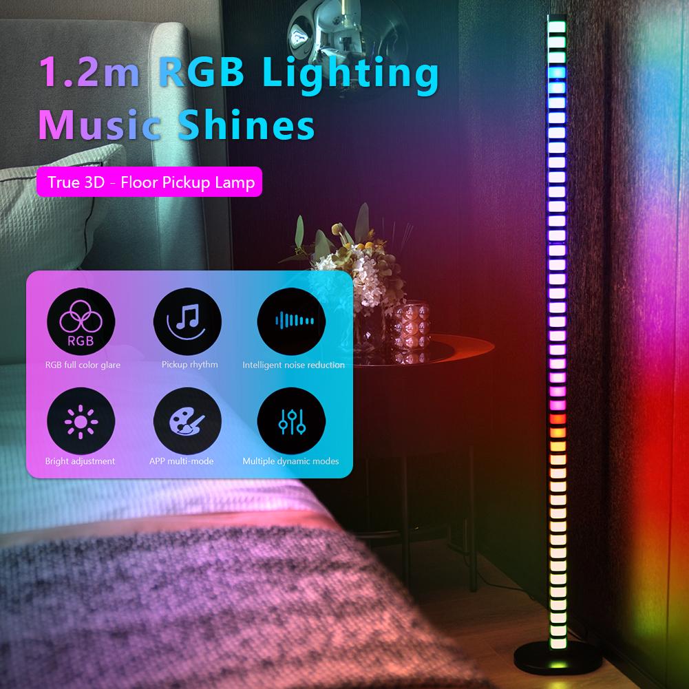 1.2M RGB Colorful Ambient Light Bluetooth-Compatible APP Control 45 LED Audio Spectrum Light Bedroom Game Room Living Room Decor