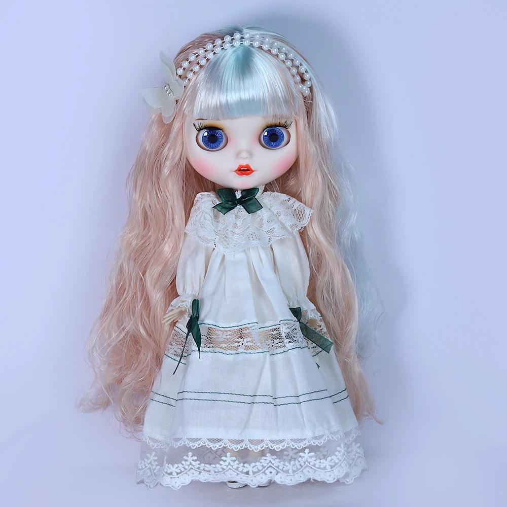 ICY DBS Blyth Doll White Skin Colorful Hair Glossy Matte Face Nude Joint Body Girl Toy Gift