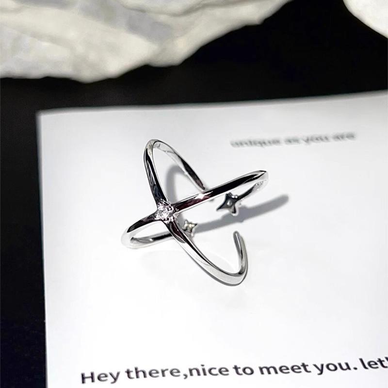 Women s Geometric Star X-Cross Adjustable Ring - Simple, Versatile, and Trendy Fashion Accessory Adjustable