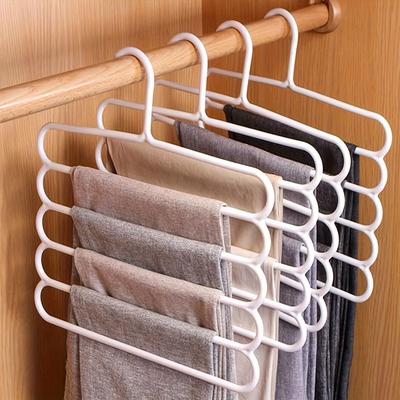 2/4Pcs Pants Rack Multifunctional Household Saving Space Multi Layer Trousers Hanger Pants Closet Color Clothes Peg 5 Layers