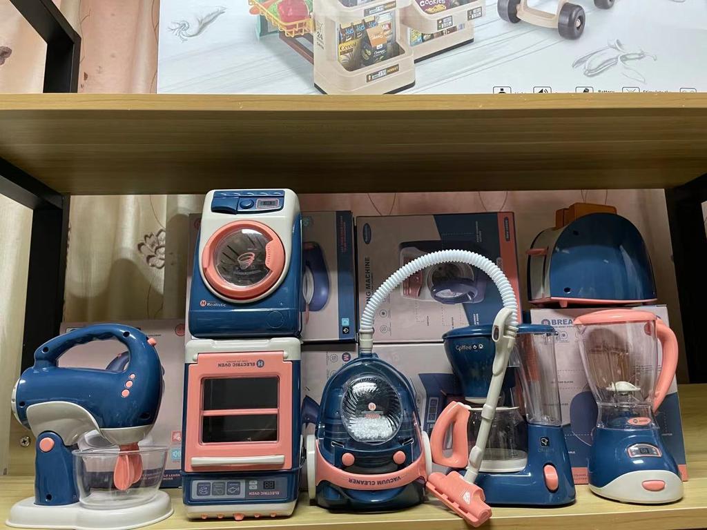 Mini Pretend Play Kitchen Toys Household Appliance Sets Washing Machine Vacuum Cleaner Toaster Cooker Girls Boys Preschool Toys