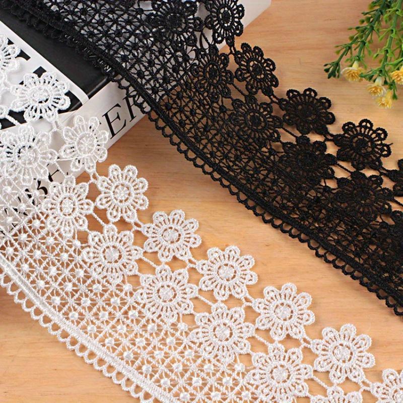3 Yards/Roll White Black Lace Flower Trim, DIY Ribbon, Dress Decor, Sewing Craft, Trim & Embellishments