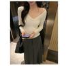 Winter 2025 Women's European-Style Knit Base Layer with Deep V-Neck - Unique and Mature Design