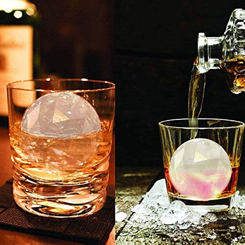 2er Pack Eiswürfelform Diamantkugelform Eiswürfelbehälter Lebensmittelqualität Silikon Eiswürfelform Runde Eiswürfelform Für Whisky Cocktails Neu