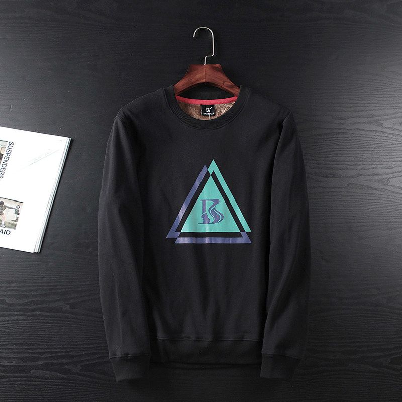 Foreign Trade Tail Order Winter Cut-off Non-Inverted Velvet Sports Sweater Black 3XL