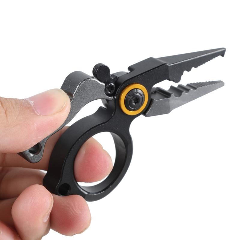 Fishing Pliers with Safety Lock Fishing Multitool Aluminum Pliers Multifunction Braided Fishing Line Cutter Rings Opener