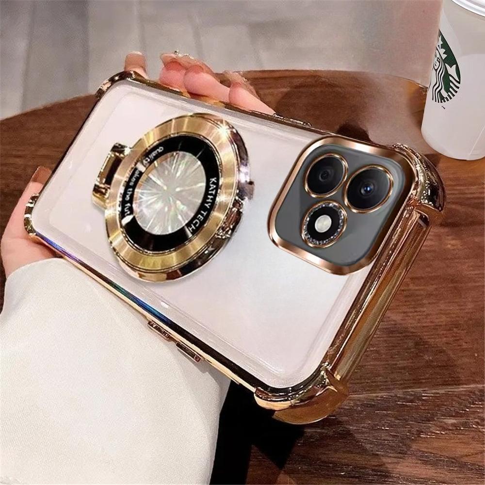 Luxury Plating Holder Phone Case For Honor 600 Lite 400 Smart 500 200 300 100 90 80 70 50 Pro Shockproof Soft Stand Clear Cover