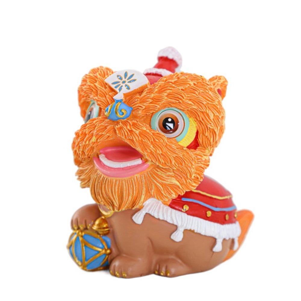 

Chinese Style Animal Statue Resin Miniatures Figurine Sculpture Lovely Lion Ornament Office Style 2