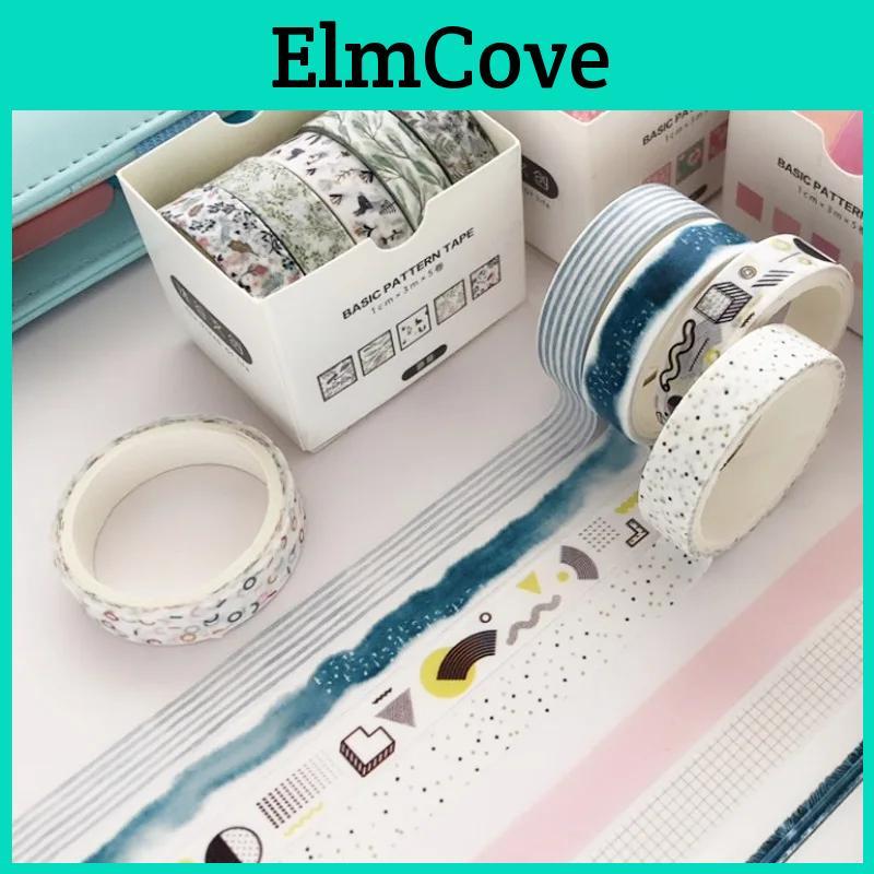 Pcspack Simple Colorful Basic 5 Style Washi Tape Set Diy Scrapbooking Sticker Label Masking Tape School Office Supply