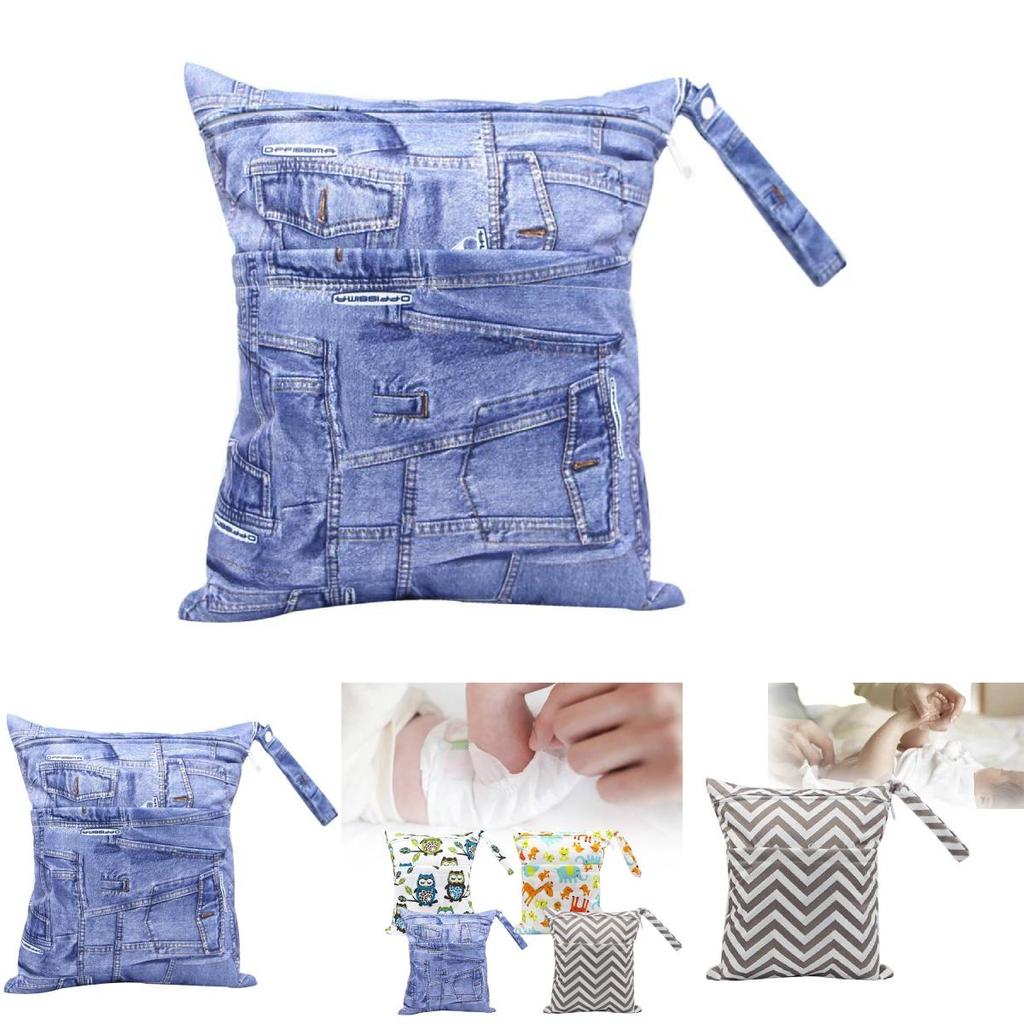 Asenappy Waterproof Baby Diaper Bag With Double Zipper Digital Print 30x36cm