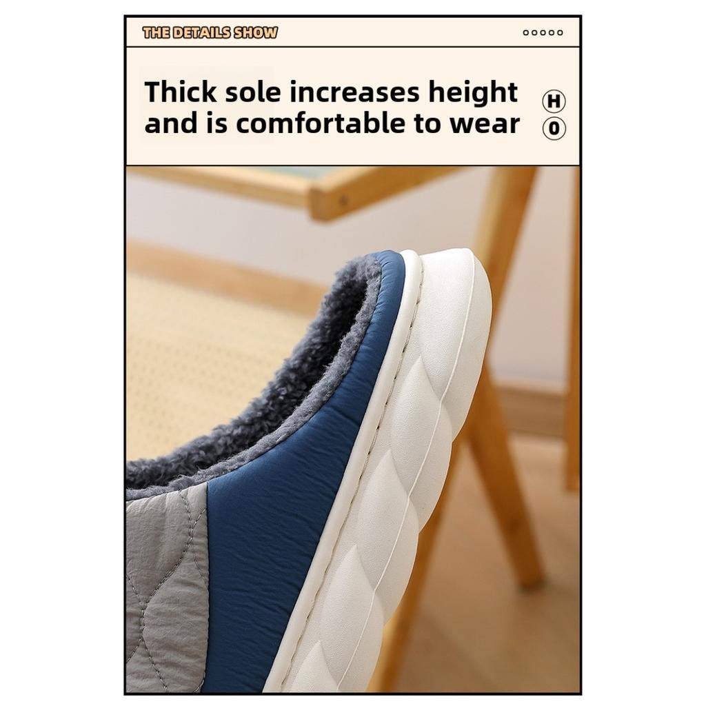 Daunenstoff Baumwollpantoffeln Wasserdicht Herren Zuhause Übergröße Indoor Anti-Rutsch Plüsch Warm Herbst und Winter Baumwollpantoffeln für Damen