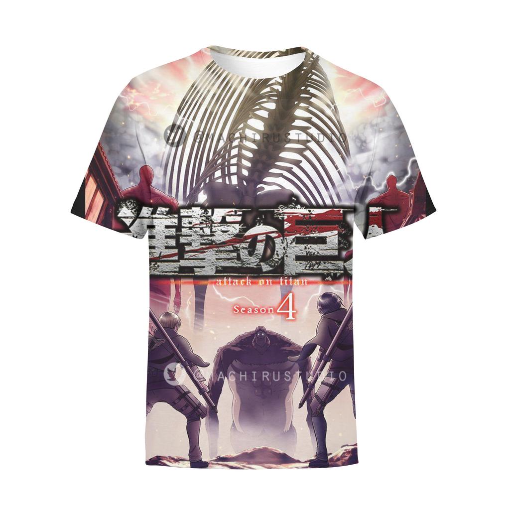 Attack on Titan 3D Digital Print T-Shirt for Anime Fans, Fashion Graphic Tee, Breathable Polyester Short Sleeve Streetwear Tops